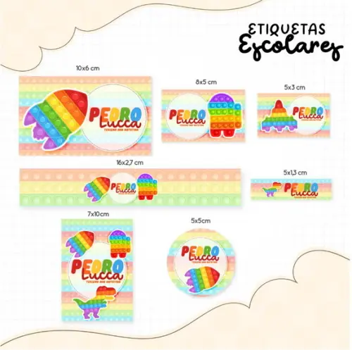 Etiqueta escolar pop it menino