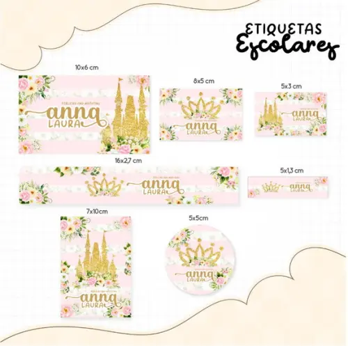 Etiqueta escolar Princesa