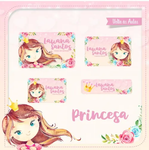 Etiqueta escolar Princesa