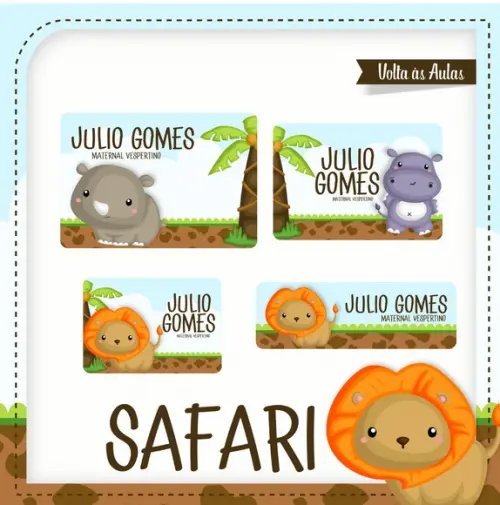 Etiqueta escolar Safari