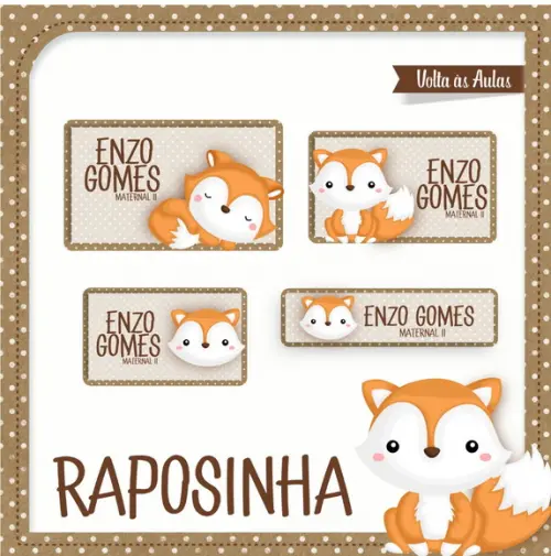 Etiqueta escolar Raposinha