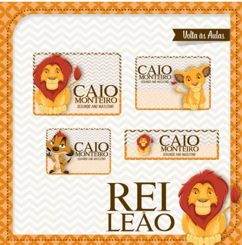 Etiqueta escolar Rei Leão