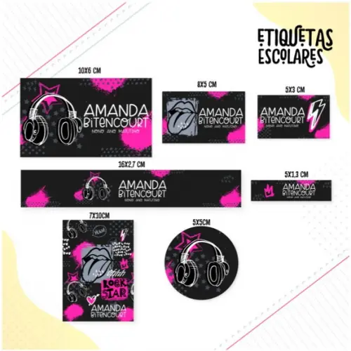 Etiqueta Escolar Rock Girl