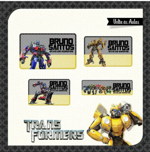 Etiqueta escolar Transformers