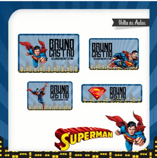 Etiqueta escolar Super Homem