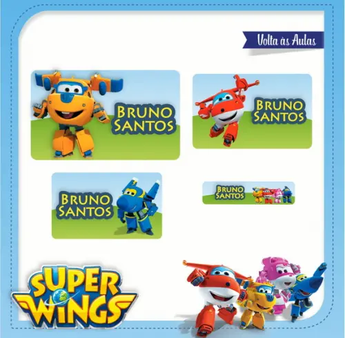 Etiqueta escolar Super Wings