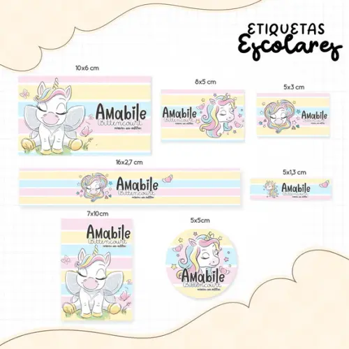 Etiqueta Escolar Unicórnio