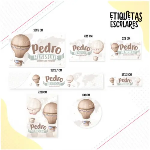 Etiqueta Escolar Volta ao Mundo Menino