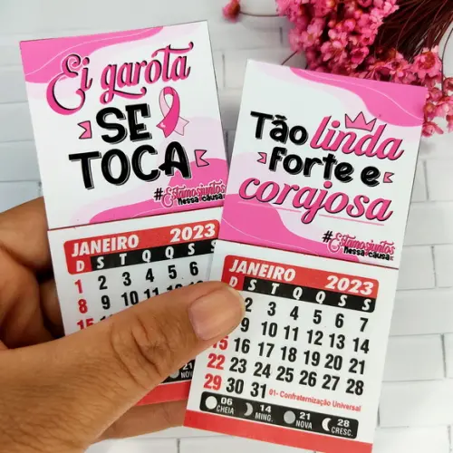 Mini Calendário de Geladeira Outubro Rosa 2024