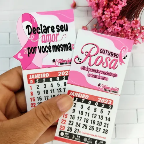 Mini Calendário de Geladeira Outubro Rosa 2024