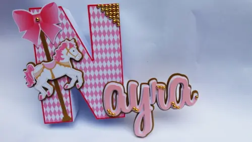 Nome personalizado - Letra 3d+cursiva