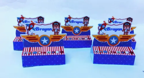 Porta chocolate duplo Ursinho aviador