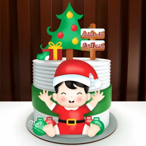 Topo de Bolo Natal Bebê Menino