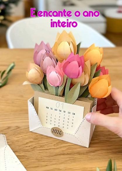 Calendário Tulipas em PDF para Imprimir – Download Imediato. C