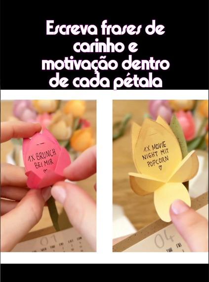 Calendário Tulipas em PDF para Imprimir – Download Imediato. C