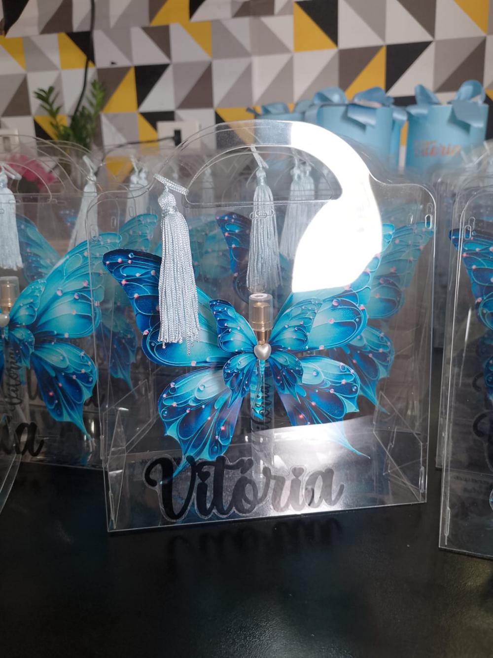 Lembrancinha Personalizada com Home Spray para Festas sacola de a