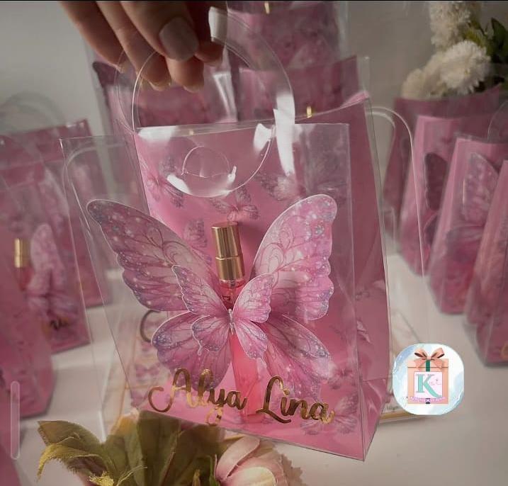 Lembrancinha Personalizada com Home Spray para Festas sacola de a