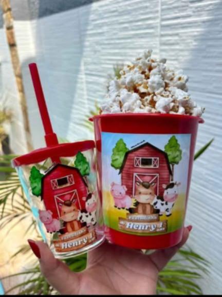 Kit Cineminha Personalizado | Balde de Pipoca 1L e Copo 300ml