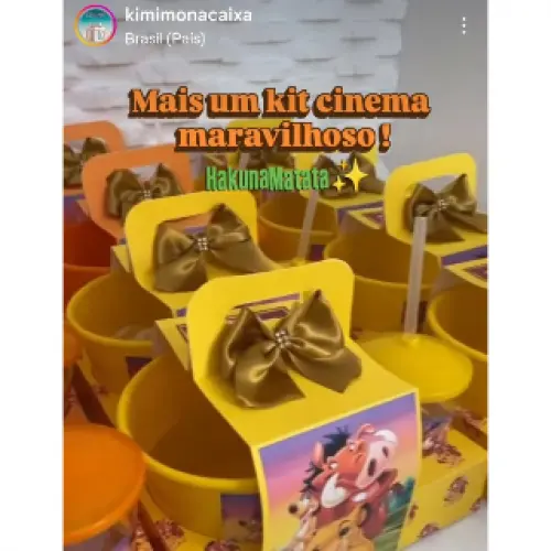KIT CINEMA PERSONALIZADO NA CAIXA TEMÁTICA BALDE DE PIPOCA 1,8 E