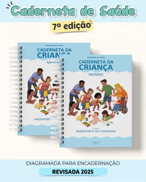 MIOLO DE CADERNETA SAÚDE DA CRIANÇA- MENINA/MENINO - IMPRESSÃO NO PAPEL 120GR