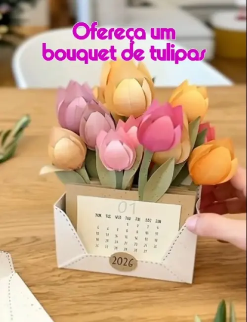 Calendário Tulipas em PDF para Imprimir – Download Imediato. Calendário decorativo