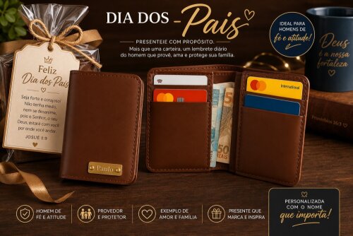 Carteira Masculina Personalizada para o pais - Presente Dia dos P
