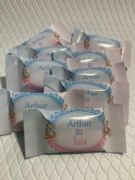 Balinha Personalizada Chá Revelação Rosa e Azul