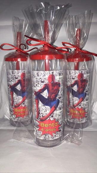 Copo Long Drink com Tampa e Canudo Homem Aranha