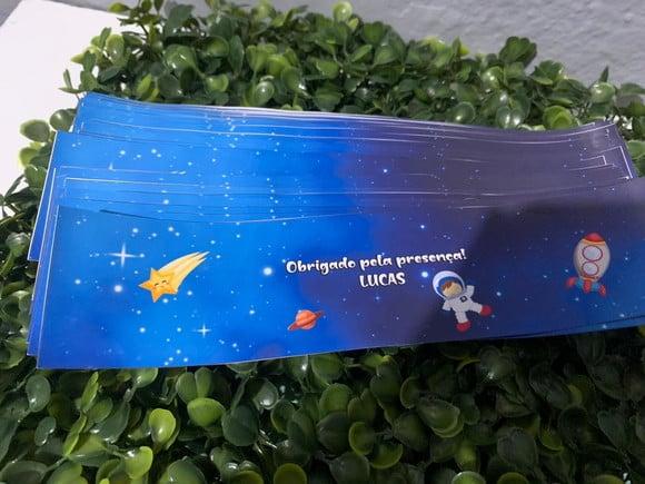 Rotulo Adesivo para Água Personalizado Astronauta