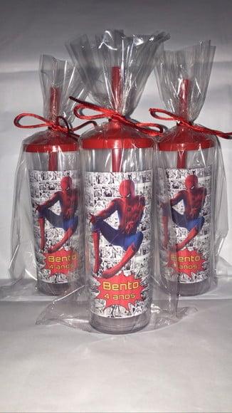 Copo Long Drink com Tampa e Canudo Homem Aranha
