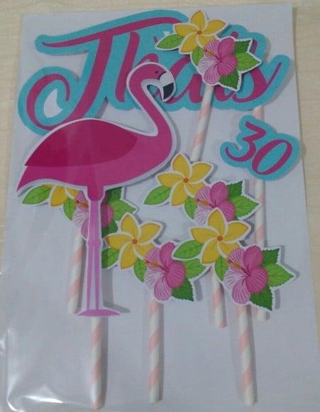 Topo de Bolo Flamingo 3d