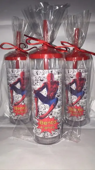 Copo Long Drink com Tampa e Canudo Homem Aranha