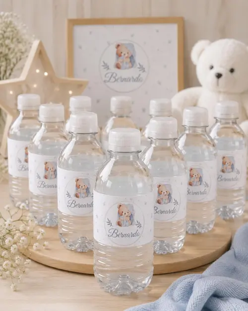 Rotulo Adesivo para Água Personalizado Maternidade Menino
