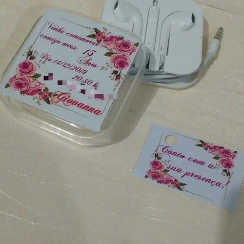 Fone de ouvido convite Personalizado 15 anos