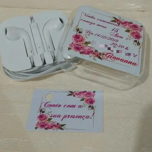 Fone de ouvido convite Personalizado 15 anos
