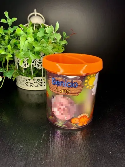 Porta Lápis em Acrílico Personalizado Dinossauro Baby