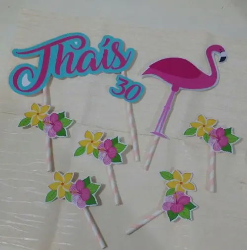 Topo de Bolo Flamingo 3d