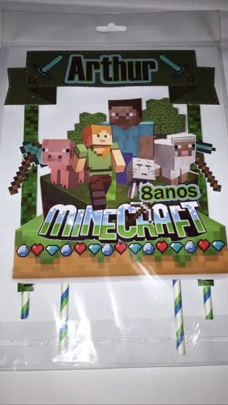 Topo de Bolo Manicraft 3d