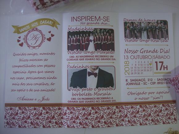 Kit Sacola 33x21 c/ Tag e Manual Padrinhos Marsala/dourado
