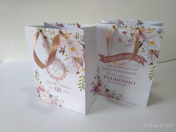 Sacola m para Padrinhos Floral