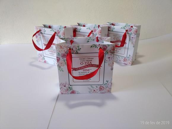 Sacola Padrinhos 15x15 Alça de Cetim Marsala