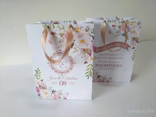 Sacola m para Padrinhos Floral