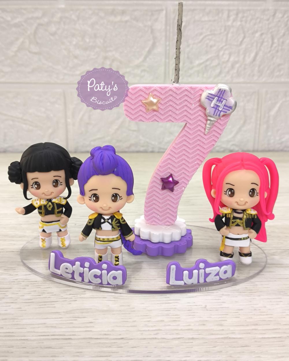 Topinho com Vela Guerreiras do Kpop Golden - Vela rosa