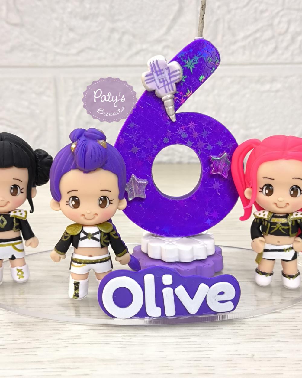 Topinho com Vela Guerreiras do Kpop Golden - Vela violeta