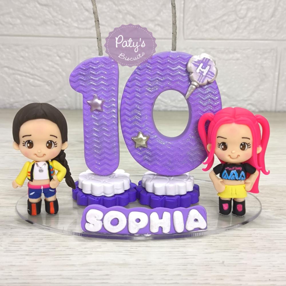 Topinho com Vela Mira e Aniversariante - Guerreiras do Kpop
