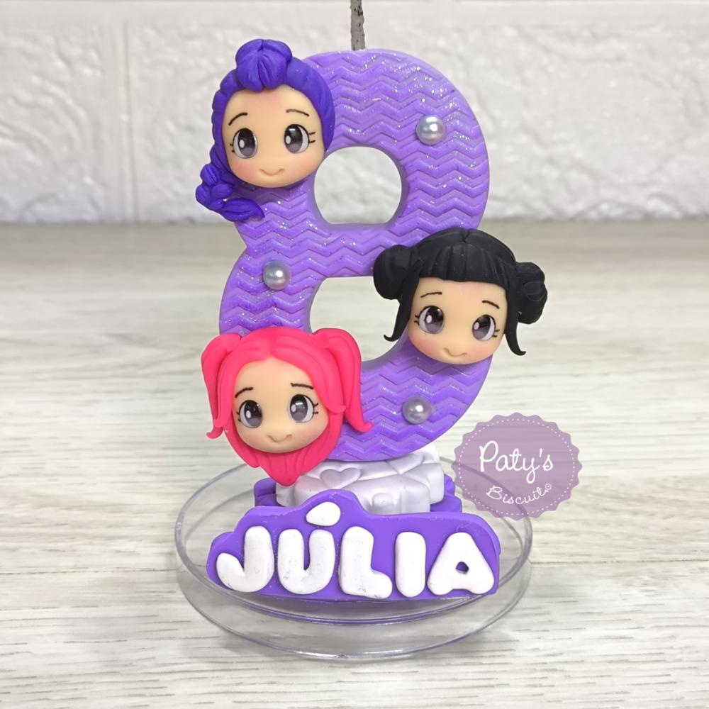 Vela decorada Guerreiras do Kpop (rostinhos)