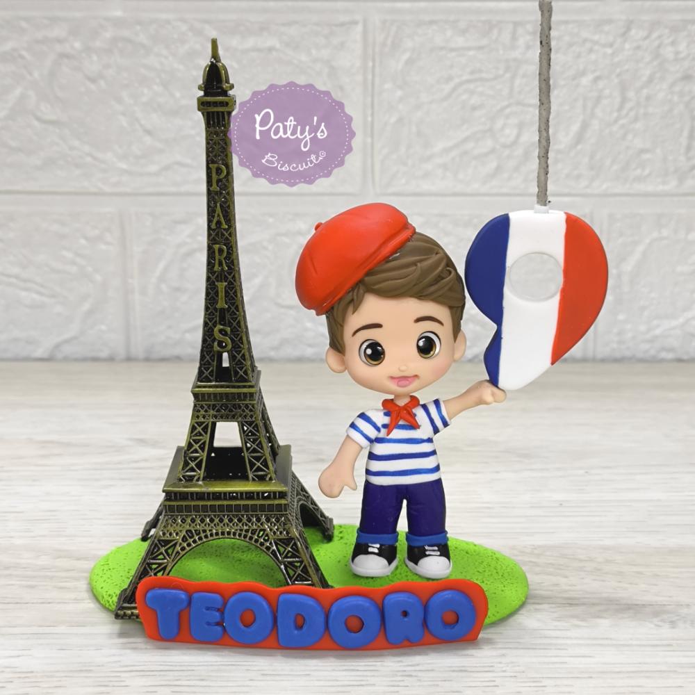 Topinho com Vela Personalizado Paris / Torre Eiffel