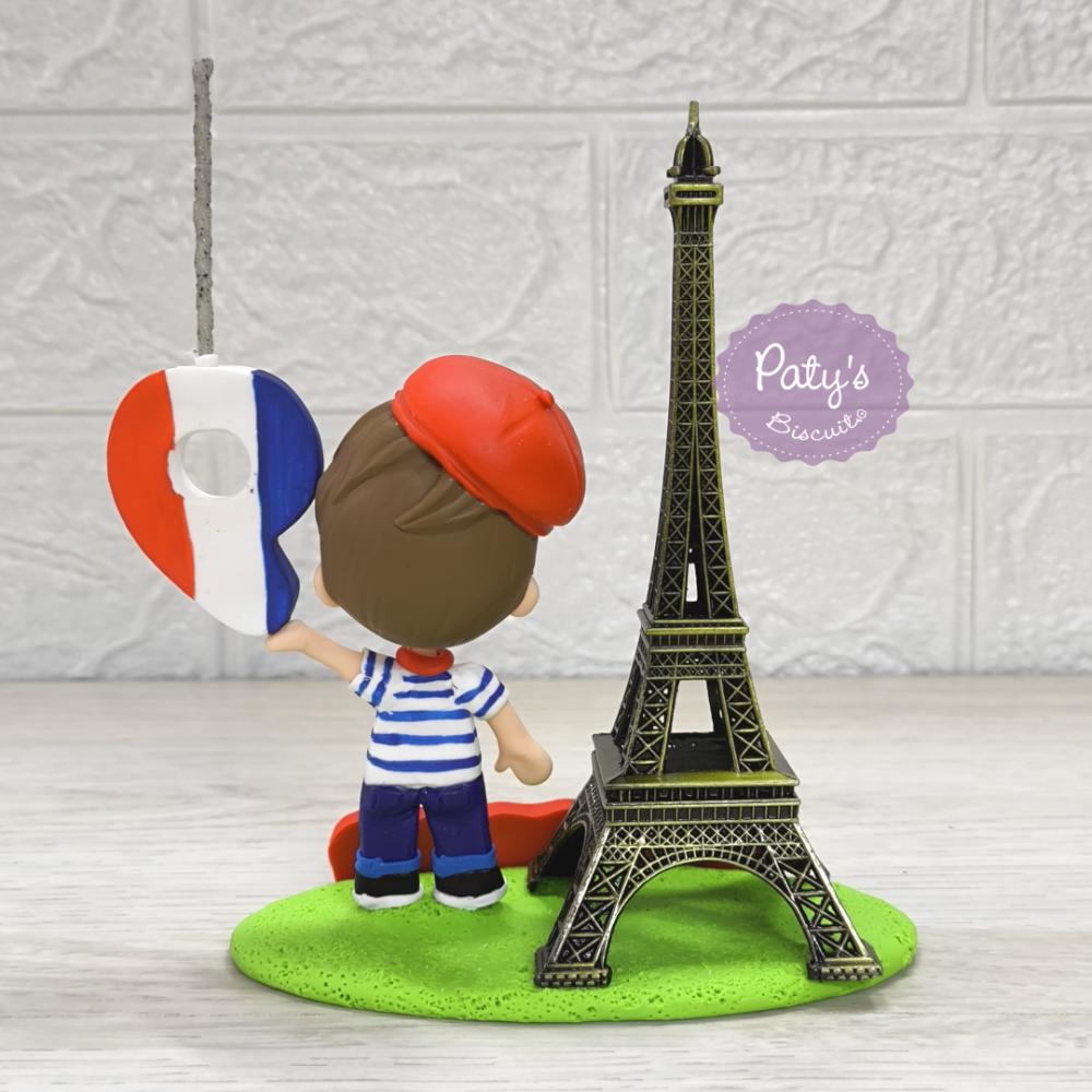 Topinho com Vela Personalizado Paris / Torre Eiffel