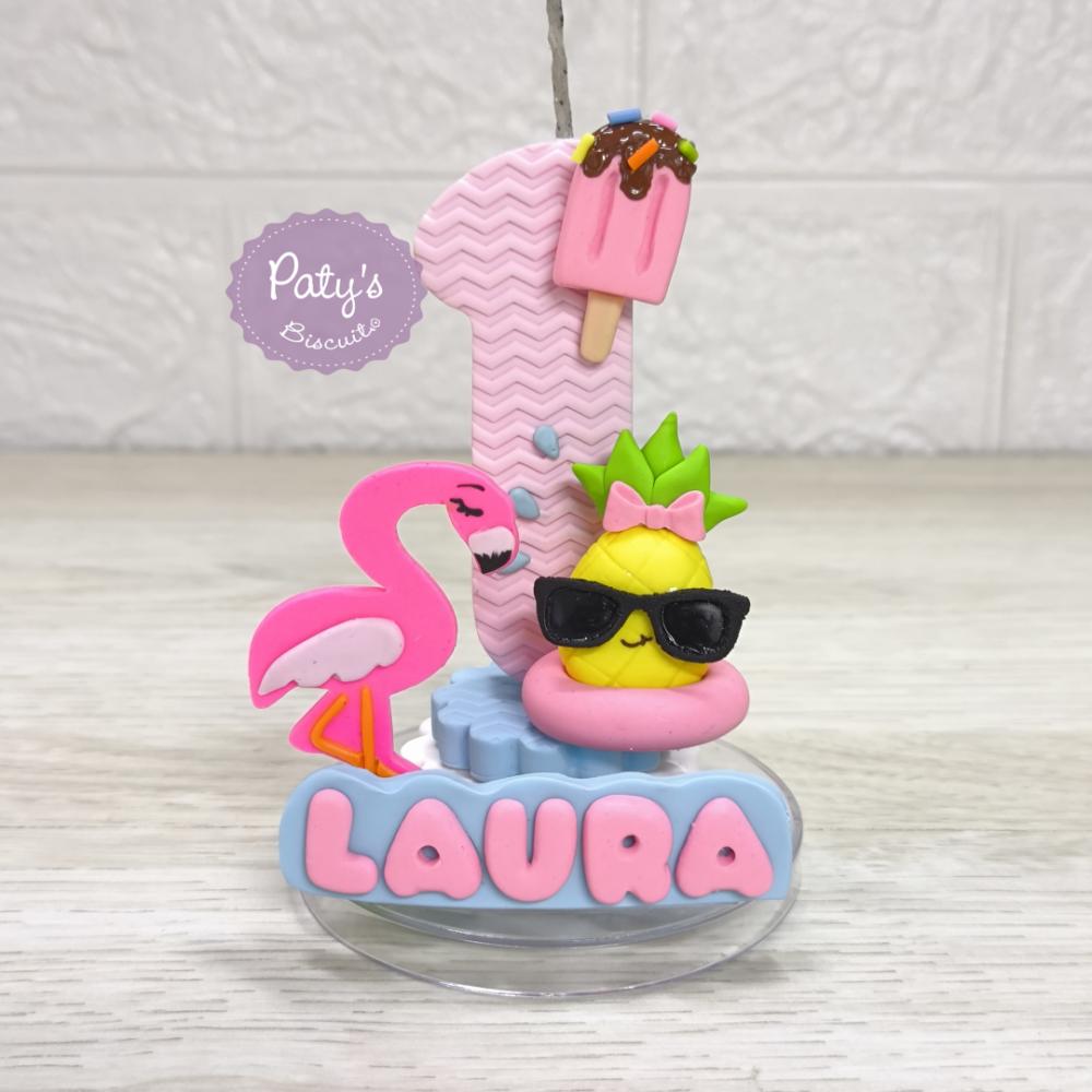 Vela decorada Verão / Flamingo