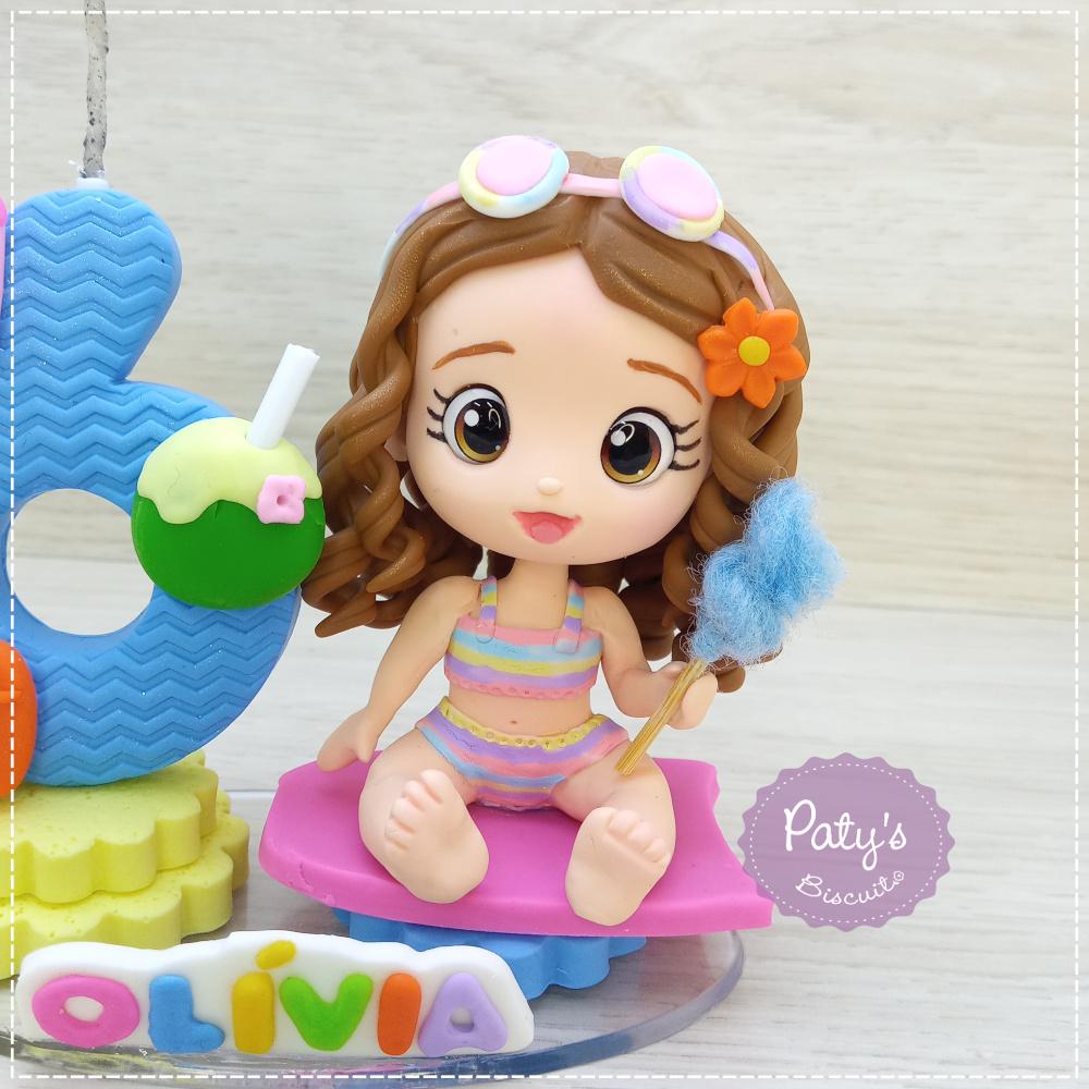 Topo com Vela Personalizado Praia / Piscina